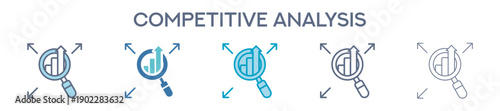 Competitive Analysis Icon Set - Market Comparison And Business Intelligence Line Vector Illustration 