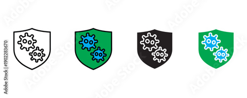 Immune system shield icon vector. Antibacterial protection and virus defense healthcare symbol. Vector illustration.