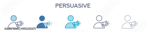Persuasive Icon Set - Influence, Conversion And Communication Line Vector Illustration 