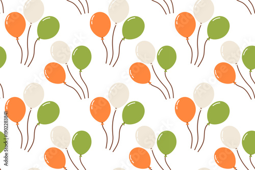 Seamless festive pattern with balloons. Simple holiday illustration in flat style.