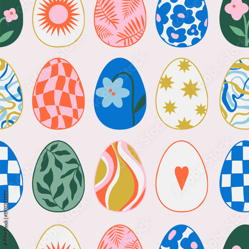 Easter eggs flat vector seamless pattern