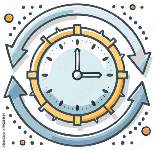 Clock with circling arrows symbolizing time management and workflow