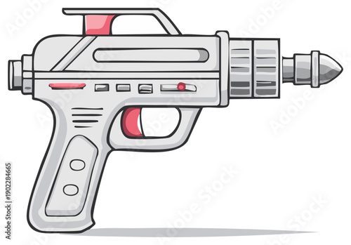 Retro futuristic ray gun weapon illustration in a science fiction style