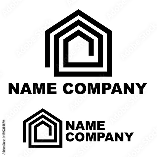 Logo immobilier professionnel moderne représentant une maison abstraite pour entreprise et marque