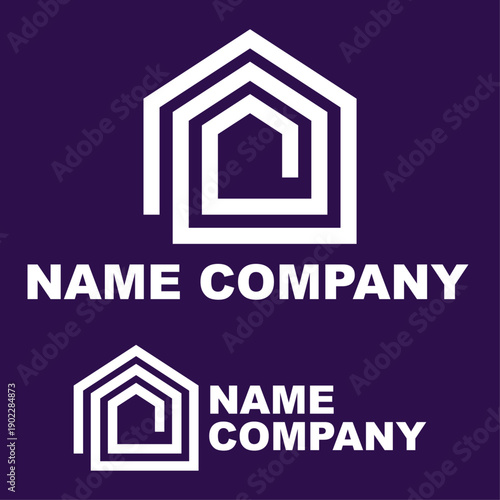 Logo immobilier professionnel moderne représentant une maison abstraite pour entreprise et marque