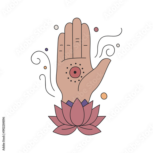 Abhaya Mudra Hand Blessing Rising from Sacred Lotus Petals