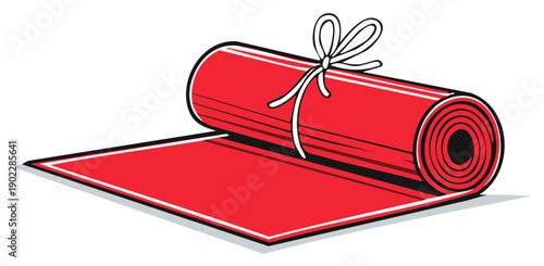 Rolled Red Yoga Mat with Bow for Exercise and Fitness