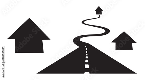 Curve highway roadway design. Zigzag road symbol Winding vector road sign. Modern pathway. Top view on road map symbol. Asphalt winding road simple sign. Vector illustration.