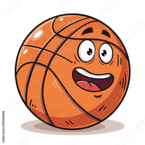 Cartoon basketball with a smiling face character design  