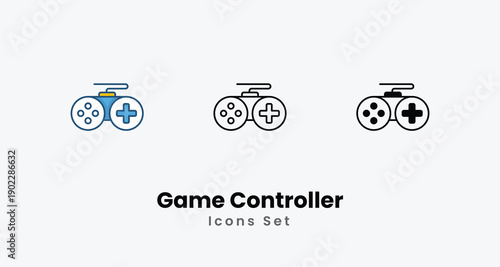Game Controller icons vector set stock illustration.