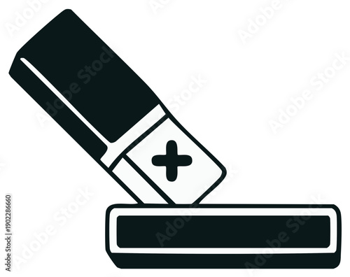 Battery icon with positive and negative symbol illustration