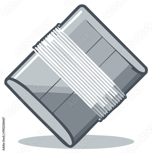 A single Japanese maki roll sushi with rice and nori seaweed on a plain background