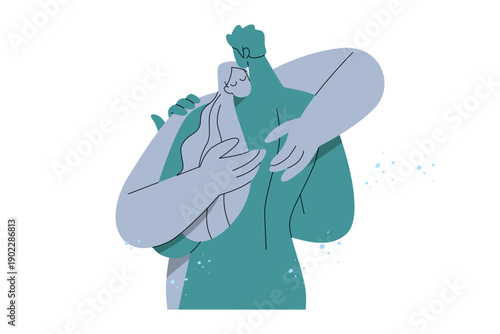 A man and a woman romantically embracing, Deeply in love, Simple flat vector design illustration.
