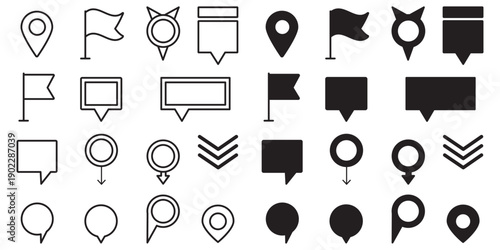 Map pin icon. location pin place marker. Location icon. Map marker pointer icon set. GPS location symbol collection. Victor illustration Eps 10.