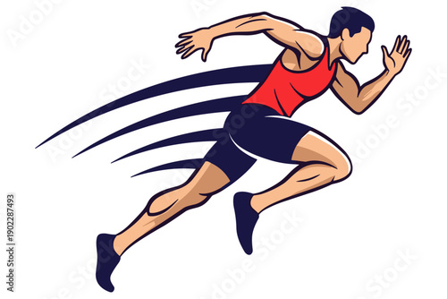Dynamic illustration of a male athlete in motion, capturing the essence of speed and athletic pursuit with a sense of powerful momentum