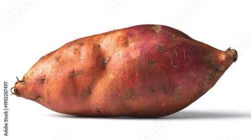 Fresh sweet potato isolated on white background for culinary and design projects