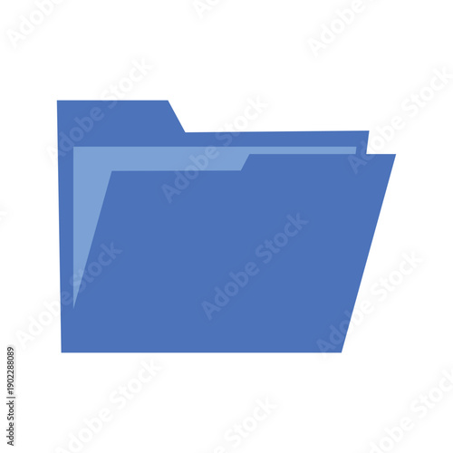 Blue office folder icon representing digital file organization and data storage vector illustration.