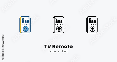 TV Remote icons vector set stock illustration.