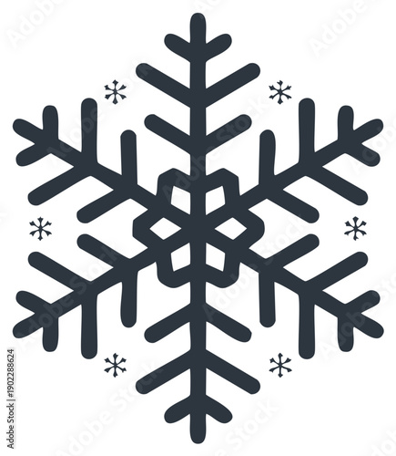 Simple Stylized Snowflake Icon for Winter and Christmas Design