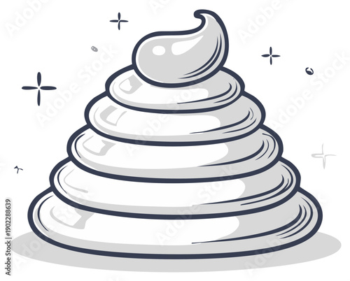 Layered swirl of white cream with sparkly highlights