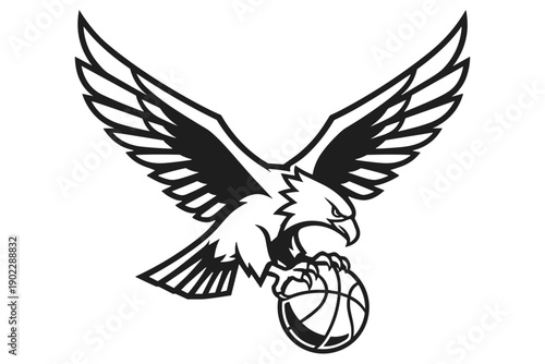 Majestic Eagle Grasping a Basketball, Symbol of Power and Athleticism