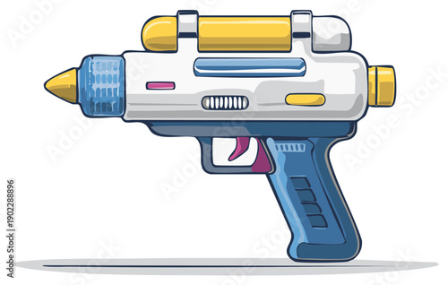 Cartoon laser gun illustration, toy weapon design, science fiction concept