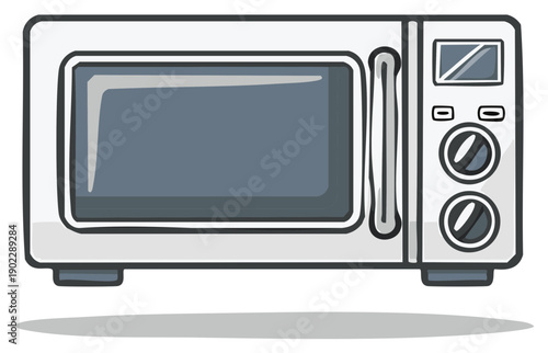 Modern kitchen appliance with digital display and control knobs, vector illustration
