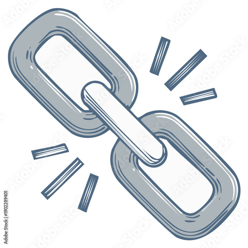 Illustrated broken chain icon, symbolizing disconnect, separation, or business failure.