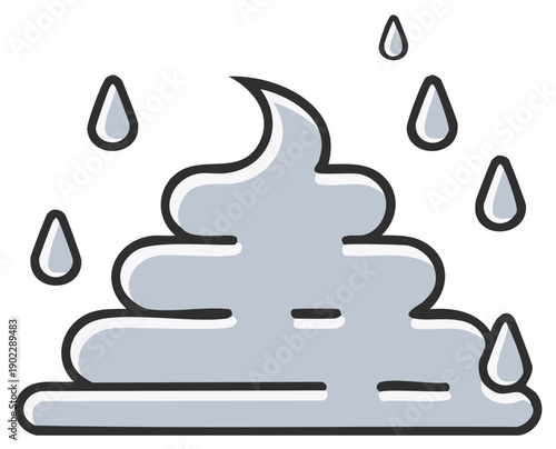 Cloud graphic with rain drops, simple illustration