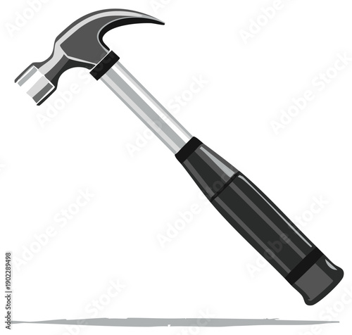 Metallic Hammer Vector Illustration, Construction Tool Isolated
