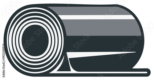 Abstract illustration of a rolled yoga mat, minimalist and modern design.