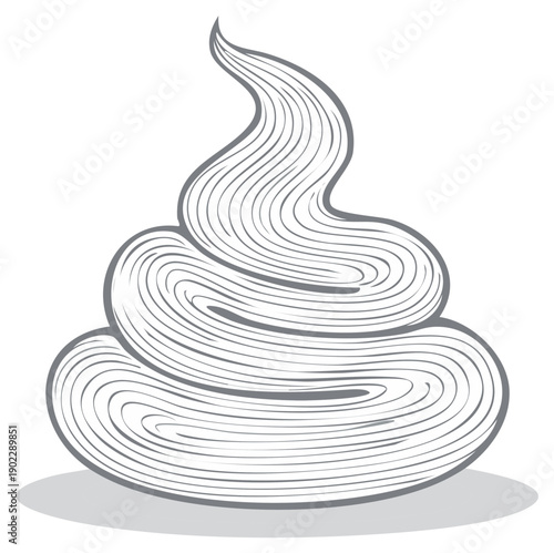 Abstract Swirl of Gray Creamy Substance Doodle Style