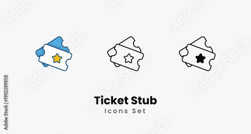 Ticket Stub icons vector set stock illustration.