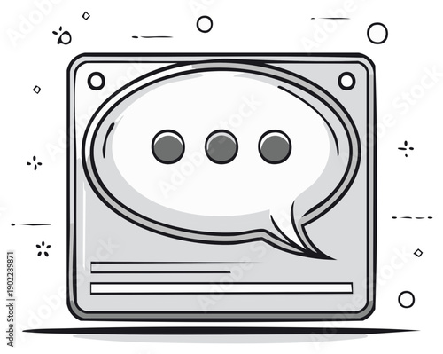 Simple illustration of a chat bubble with ellipses on a digital screen