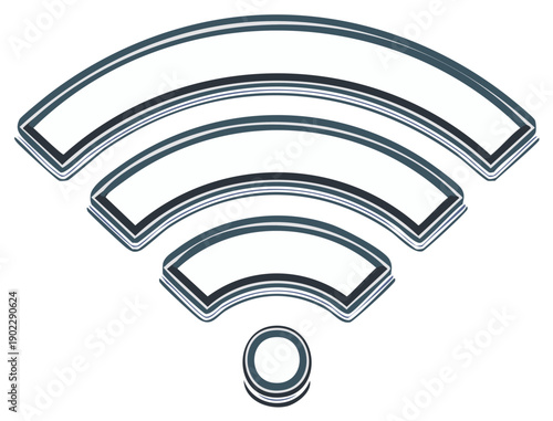 Stylized Wi Fi Signal Icon with radiating arcs representing wireless connectivity and technology transmission