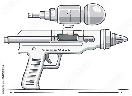 Futuristic Sci-Fi Ray Gun with Scope and Detailed Futuristic Design