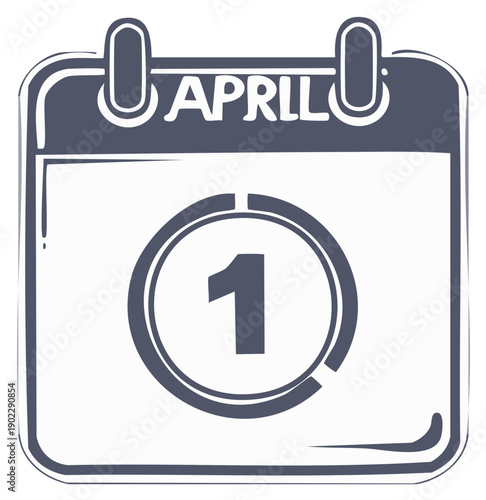 April Fools Day date on a calendar page with number one highlighted