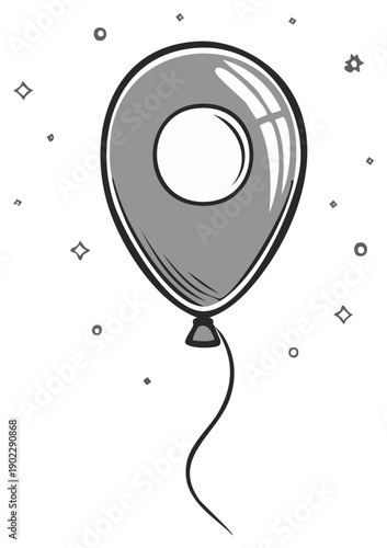 Stylized Location Pin Balloon With Sparkle Accents A Graphic Icon For Navigation And Discovery