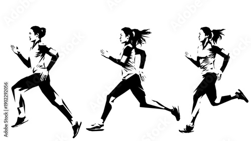 Geometric polygonal silhouette sequence of a running man. Abstract vector illustration.
