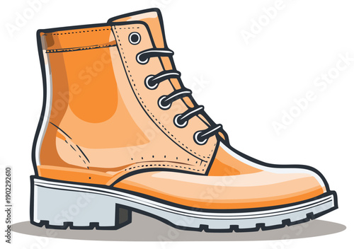 Stylized Illustration of a Single Tan Lace-Up Boot with a Grey Sole, Suitable for Fashion-Related and Active Lifestyle Content