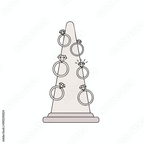 Diamond Ring Display Stand Illustration