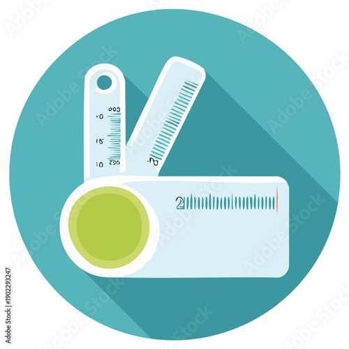 Medical caliper measuring tool with ruler markings and circular focus point for health diagnostics