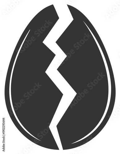Abstract silhouette of a cracked egg symbolizing fragility and new beginnings