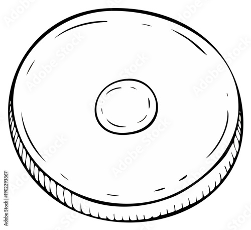 Hand-drawn donut illustration in black and white