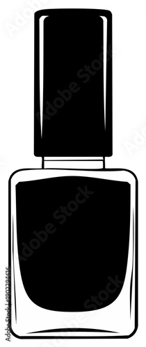 Elegant black nail polish bottle vector graphic design for beauty salon manicure and cosmetics advertising