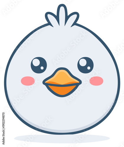 Cartoon duck character illustration with cute face and rosy cheeks.