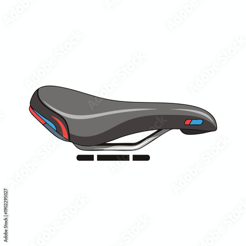 Cycling Saddle with Red and Blue Accents