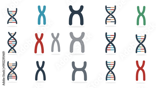 Dna and chromosome icons vector illustration of genetic science concepts