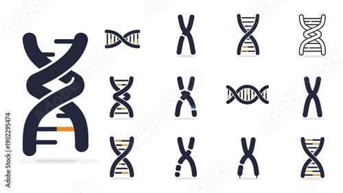Abstract dna helix and chromosome illustrations for science and biology