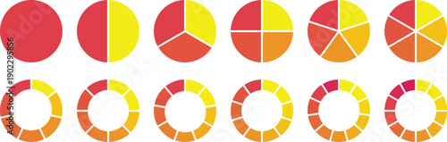  Infographic pie chart set. Cycle collection - 2,3,4,5,6,7,8,9,10,11,12 section.